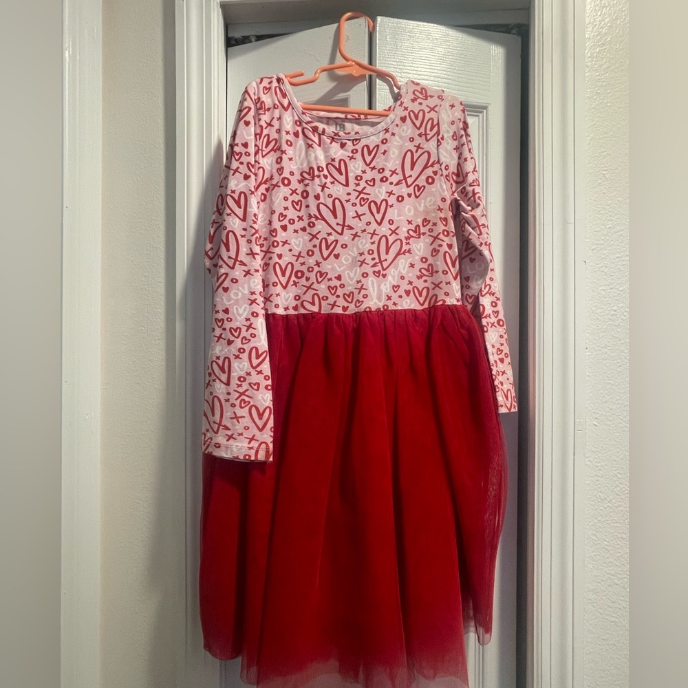 Girls red heart dress.